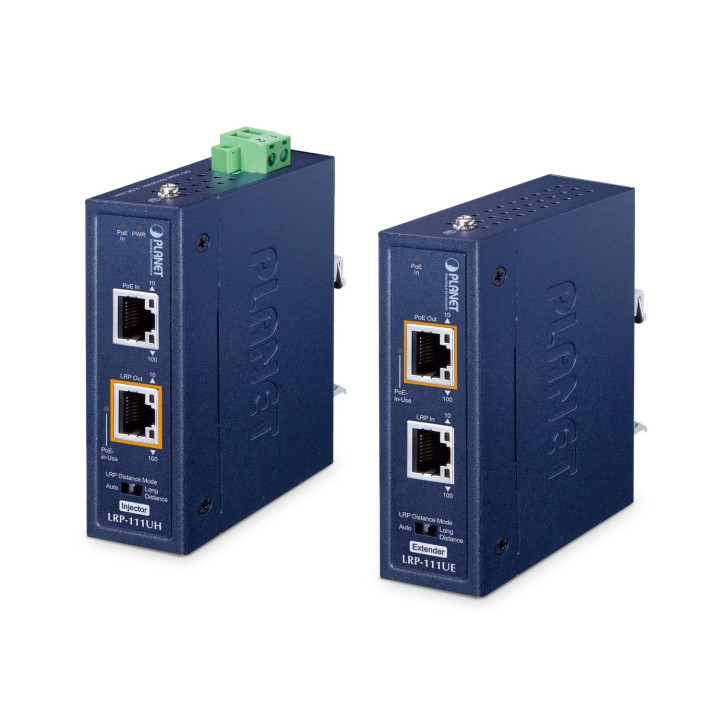 PLANET LRP-111U-KIT Industriāls 1-porta 10/100TX 802.3bt PoE++ tāldarbības PoE komplekts