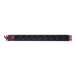 Techly I-CASE STRIP-91UD 19" 1U 9x Schuko toitejuht 16A 3500W riiuli paigalduseks