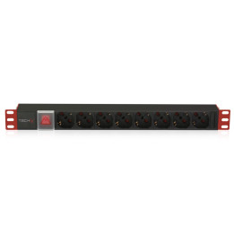Techly I-CASE STRIP-18C20 19" 1U 8x Schuko распределитель питания 3500W