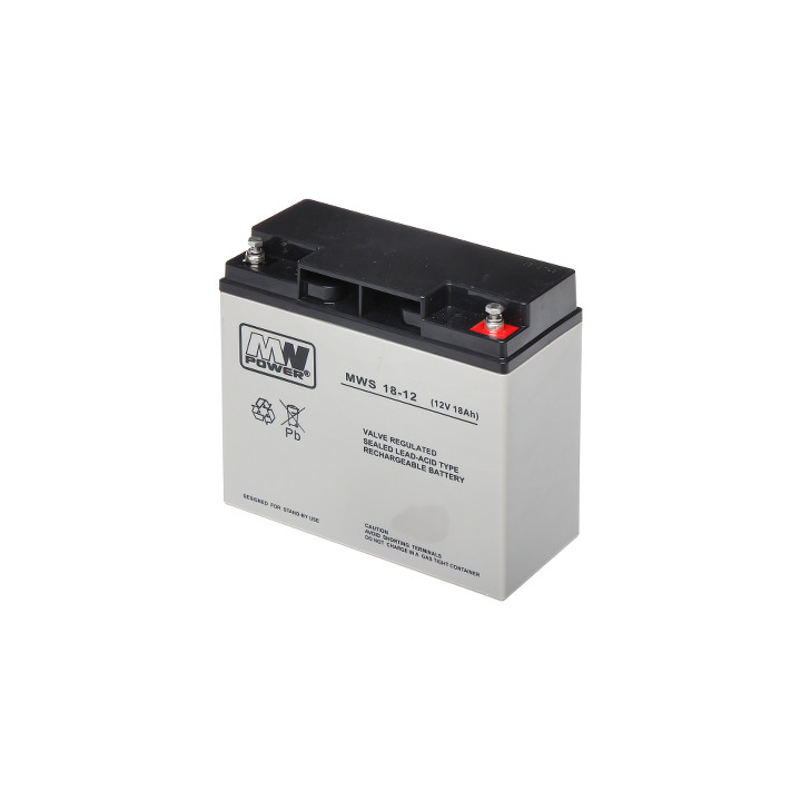 12V 18Ah noslēgts svina-skābes akumulators 12V/18AH-MWS