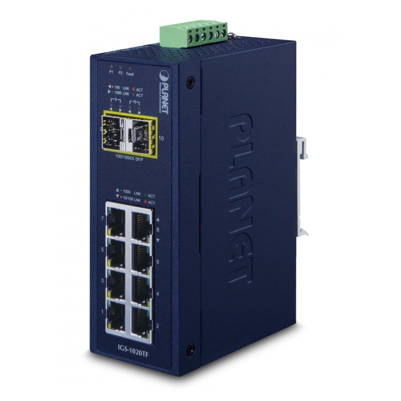 PLANET IGS-1020TF Industriālais 8 portu Gigabitu
