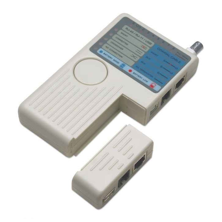 Intellinet 4-в-1 тестер кабелей, RJ-11, RJ-45, USB и BNC, тест одной кнопкой