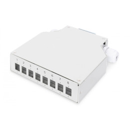DIGITUS DN-96891 DIN Rail Splice Box 8 LC/DX Couplers Grey
