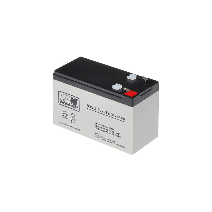 12V 7,2Ah svina-skābes akumulators MWS 12V/7.2AH-MWS