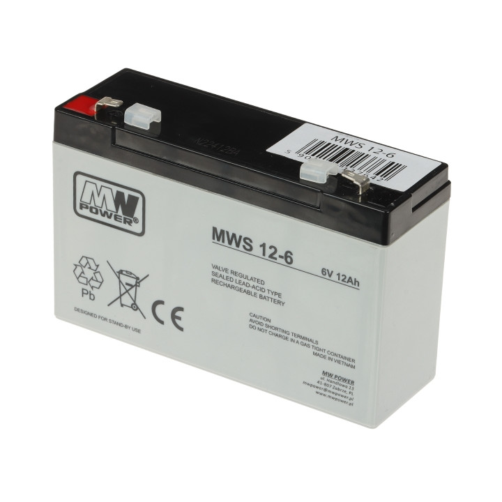 MW Power 6V/12AH-MWS 6V 12Ah SLA akumulators