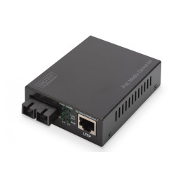DIGITUS DN-82160 Gigabitu Ethernet PoE+ mediju pārveidotājs, vienmodas SC, 30W, 20km