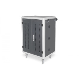 DIGITUS DN-45005 Uzlādes ratiņi 15.6" klēpjdatoriem, 30 USB-A vietas, UV-C sterilizācija, datu sinhronizācija, PDU un ventilator
