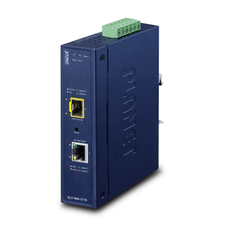PLANET IGT-900-1T1S Industrial 1-Port Gigabit + 1-Port 2.5G SFP Managed Media Converter
