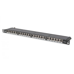 DIGITUS DN-91624S-SL-SH Cat6 экранированная патч-панель, 24 порта, RJ45, LSA, 0,5U, 19" крепление, черный