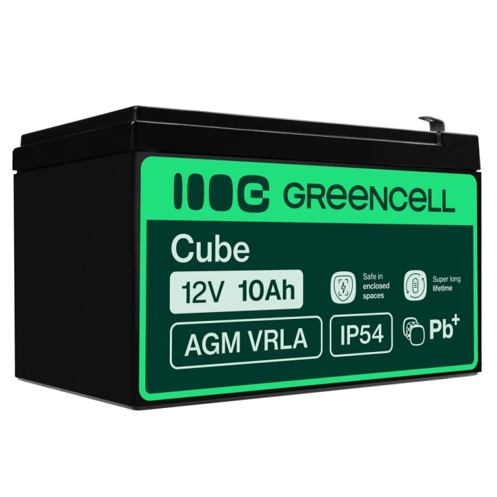 Nereikalaujantis priežiūros AGM VRLA akumuliatorius Green Cell AGM48 12V 10Ah (avariniam maitinimo šaltiniui, atsarginėms maitin