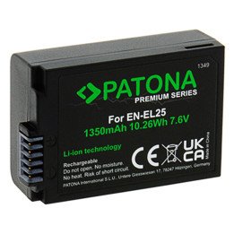 Patona PT1349 Premium Li-Ion Battery for Nikon EN-EL25 (1280 mAh) - Z50 / Z fc