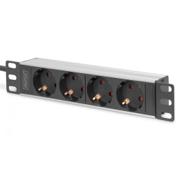 DIGITUS DN-95418 1U алюминиевый БРП, 10" крепление в стойку, 4x безопасные розетки, 16A, 4000W, 250VAC