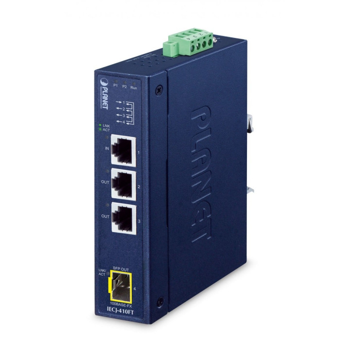 PLANET IECJ-410FT Rūpnieciskais 3-portu RJ45 + 1-porta SFP EtherCAT Junction Slave