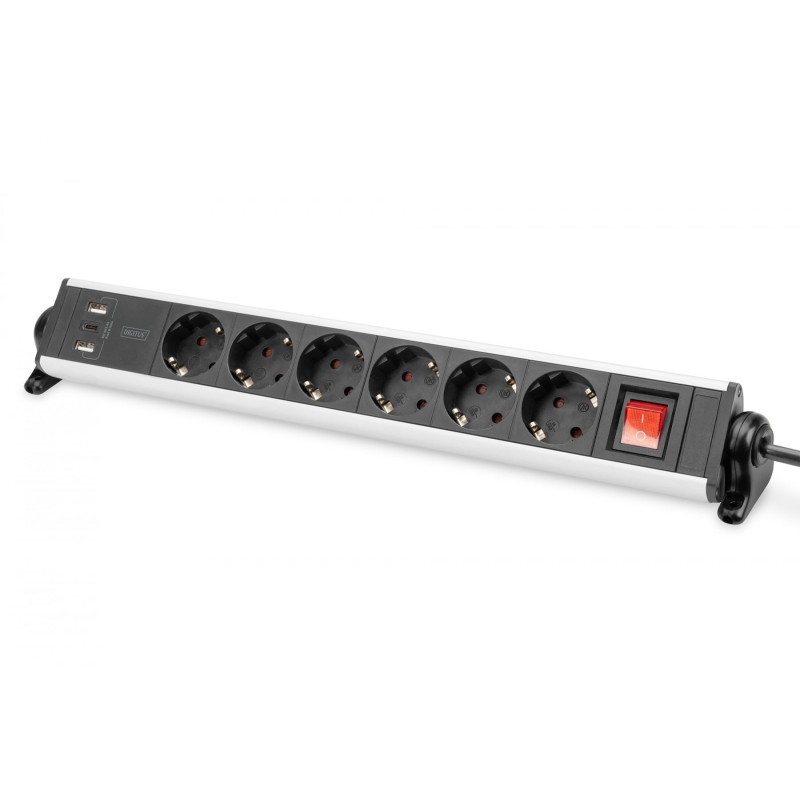 DIGITUS DA-70624 6 kontaktligzdu pagarinātājs ar