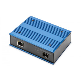 DIGITUS DN-652104-1 Industrial Gigabit Ethernet PoE+ Media Converter SFP Open Slot, PSE, 802.3at