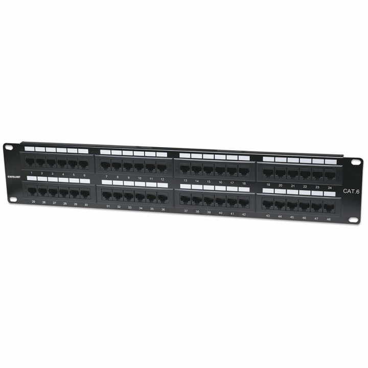 Intellinet 560283 Cat6 UTP 48-Port Patch Panel 2U Black