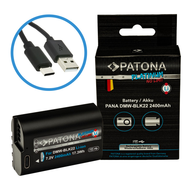 Aku Panasonic DMW-BLK22 2400mAh Li-Ion Platinum USB-C uzlāde