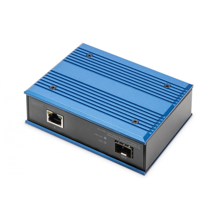 DIGITUS DN-652103-1 Industrial Gigabit Ethernet Media Converter, SFP Open Slot, 12-48V