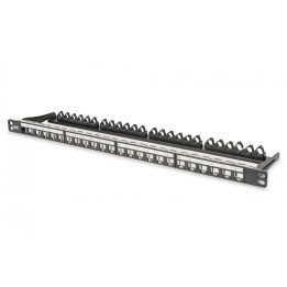 DIGITUS DN-91422 Modular Patch Panel, ekranuotas, 24 prievadų, 0,5U, 19" stovo laikiklis, juodas RAL 9005