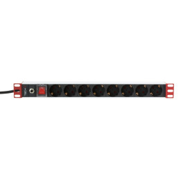 Techly 106893 Listwa zasilająca PDU Rack 19" 1U, 8x Schuko, 250V/16A kabelis 3m