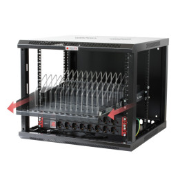 Techly 107753 Półka 1U rack 19", do ładowania 14 urządzeń mobilnych, Wysuwana