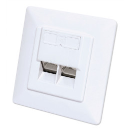 Intellinet 771900 Gniazdo sieciowe podtynkowe 2xRJ45 Cat6 10G, STP, 80x80mm, białe