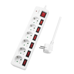 LogiLink 6 gniazd 1.5m biała