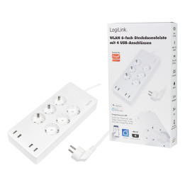 LogiLink 6 nutikat Wi-Fi pistikupesa 1,8 m valge