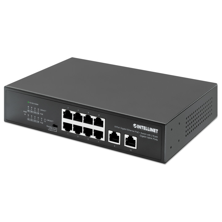 Intellinet 561402 jungiklis Gigabit 8x RJ45 PoE+, 2x RJ45 Uplink