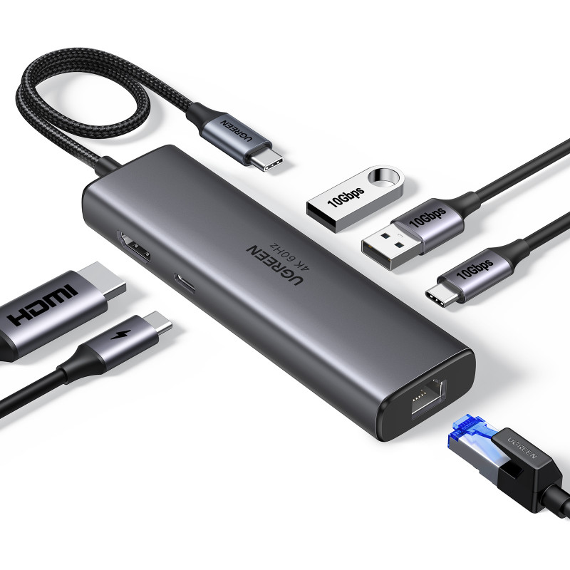 Adapteris/centrmezgls USB-C 6w1 Ugreen CM512, HDMI