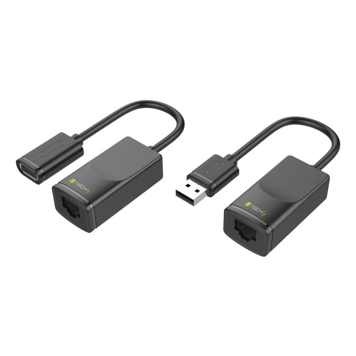 Techly 103199 USB paplašinātājs, kas savienots ar kablu sieciowym RJ45, līdz 60 m