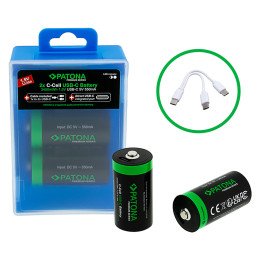 Patona PT1411 LR14 (C) Li-ion 2300mAh 1.5V Rechargeable Battery with USB-C Charger (2-Pack)