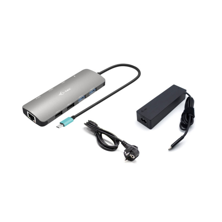 i-tec USB-C metallist nanodokkimisjaam 2x HDMI LAN toiteallikas 100W + zasilacz 100W