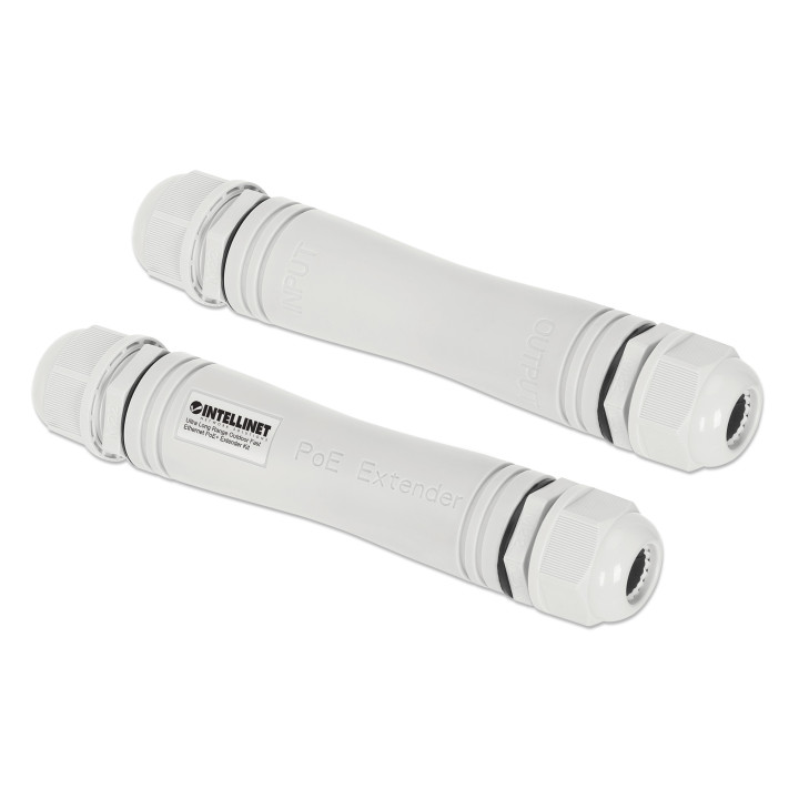 Intellinet 561952 Zewnętrzny łącznik RJ45 PoE+ 30W, jopa 1000m, zestaw 2 szt, IP67