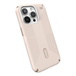Speck Presidio2 Grip ClickLock и Magsafe для iPhone 15 Pro (отбеленная кость / семейное золото / орехово-коричневый)