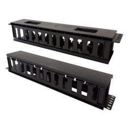 Techly 108316 Organizer kabli 2U do szaf Rack 19" z pokrywą, czarny_