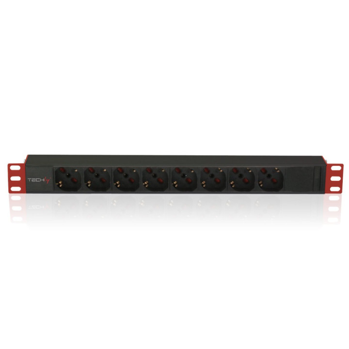 Techly 107746 Listwa zasilająca PDU Rack 19" 1U, 8x Schuko, 250V/16A, kabelis C14 2m pod UPS