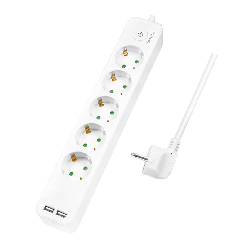 LogiLink 5 gniazd 1.5m biała