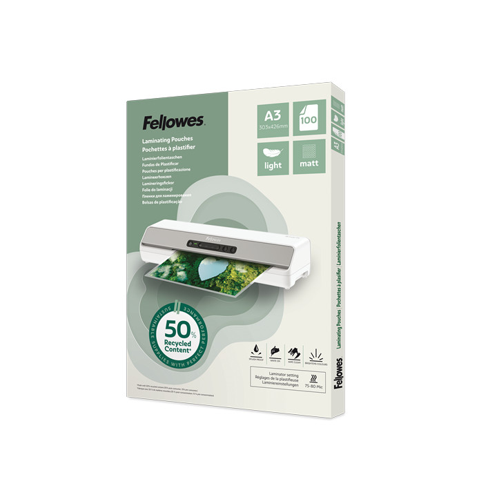 Fellowes Folia do lam. A3 matowa, light, recycled 100 szt.