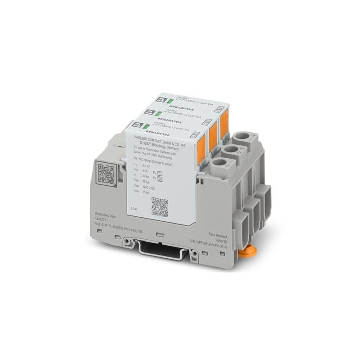 Phoenix Contact 1466777 Surge limiter 1000V DC Type 12, Val-SPP-T1-1000DC-PV-2+V-UT-R