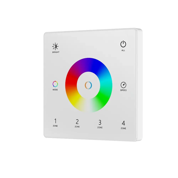 Wireless RGB+CCT Wall Panel Remote Control 4 Zones RF 2.4GHz SD Series White