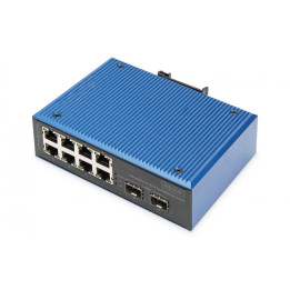 DIGITUS DN-651146 Tööstuslik 8+2-pordiline kiire Etherneti lüliti, 8x RJ45 100Mbps + 2x GE SFP