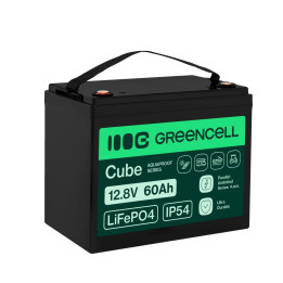 Green Cell LFPGC12V60AH CUBE Baterija LiFePO4 60Ah 12.8V 768Wh ličio geležies fosfatas elektros varikliams, kemperiams, keltuvam