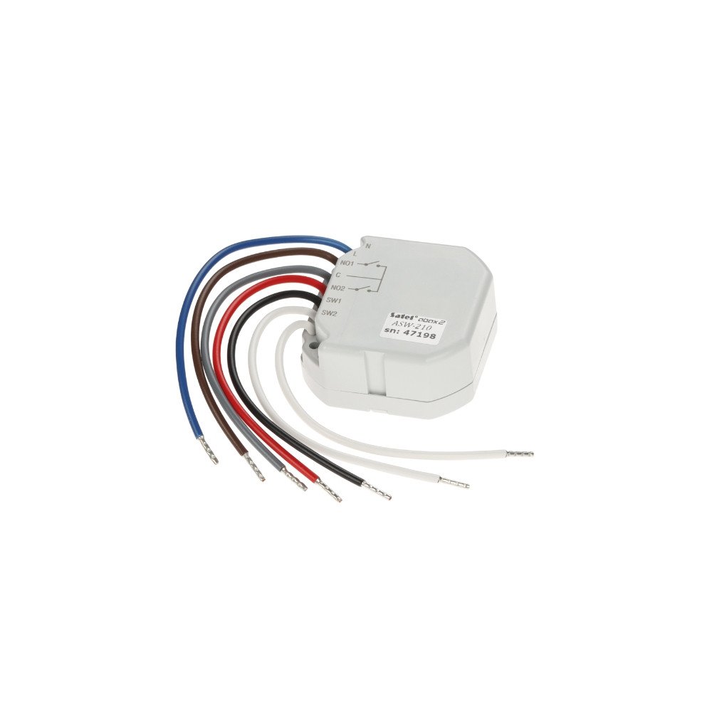 BELAIDIS DVIEJU KANALU 230 V kintamosios sroves VALDIKLIS ASW-210 (Smart 2-CH Relay) ABAX / ABAX2 SATEL