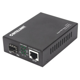 Intellinet 508216 Media Konwerter Gigabit 1000Base-T RJ45 su lizdu SFP, purkštukas PoE+