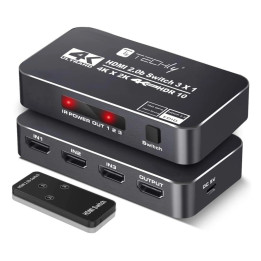 Techly IDATA HDMI2-4K3160B HDMI 2.0b 3x1 jungiklis, 4K60Hz, nuotolinis