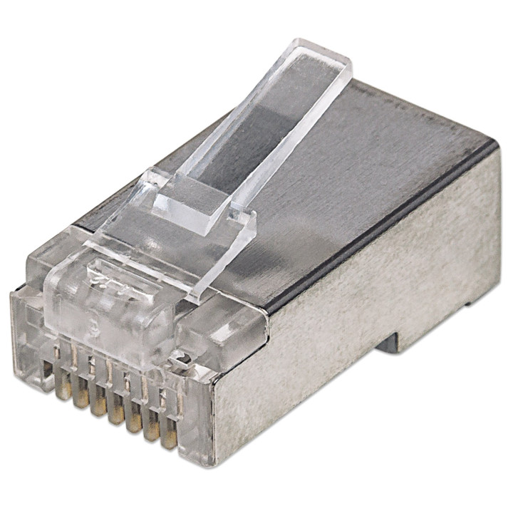 Intellinet 790574 Wtyk modulinis RJ45 Cat5e 3-ząbkowy na drut, opakowanie słoik 100 szt_