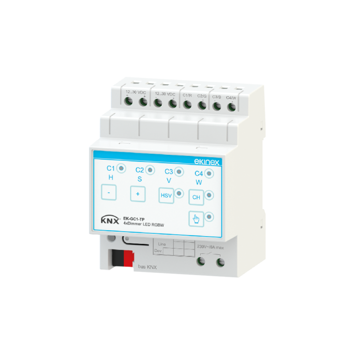 4 kartų RGBW LED KNX reguliatorius – kiekvieno kanalo apkrovos srovė 4 A