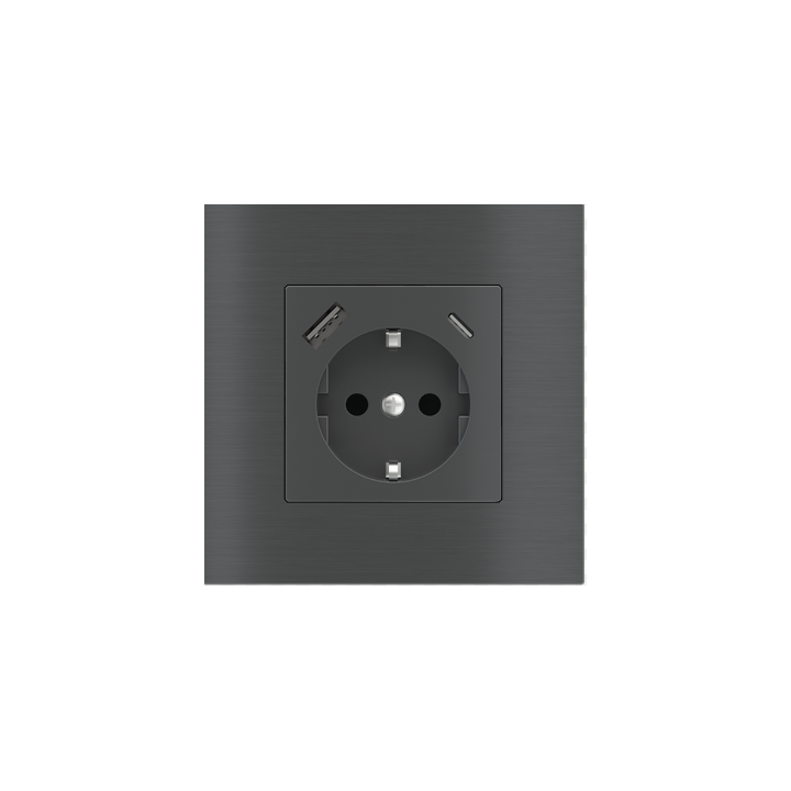 2 USB-porti (tüüp A+tüüp C) värvitud Square Cover DE pesa (55x55) metallist nikkel