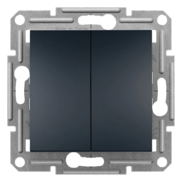 Interra ITR0600171 Double 2 Way Switch - Anthracite // (Screwless Terminals, Without Frame) - (EU C / F Type)